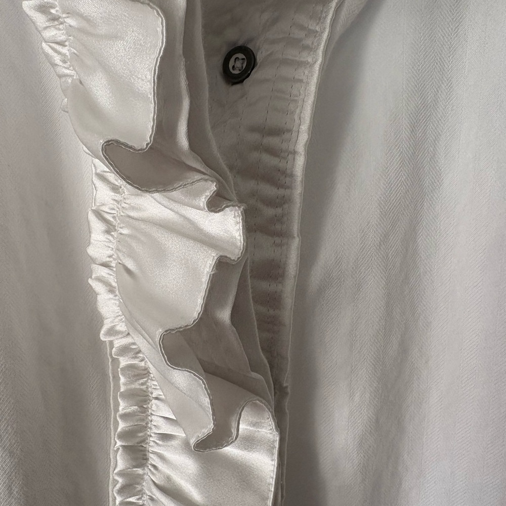 Free People White Ruffled Button-Up Shirt - Picture 3 of 5
